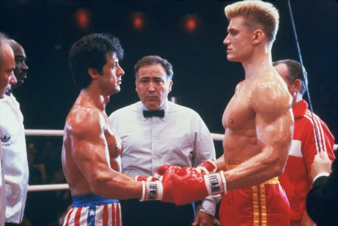 Sylvester+Stallone%2C+Dolph+Lundgren%0Av+filmu+Rocky+IV+%281985%29+%28Foto%3A+Profimedia%29